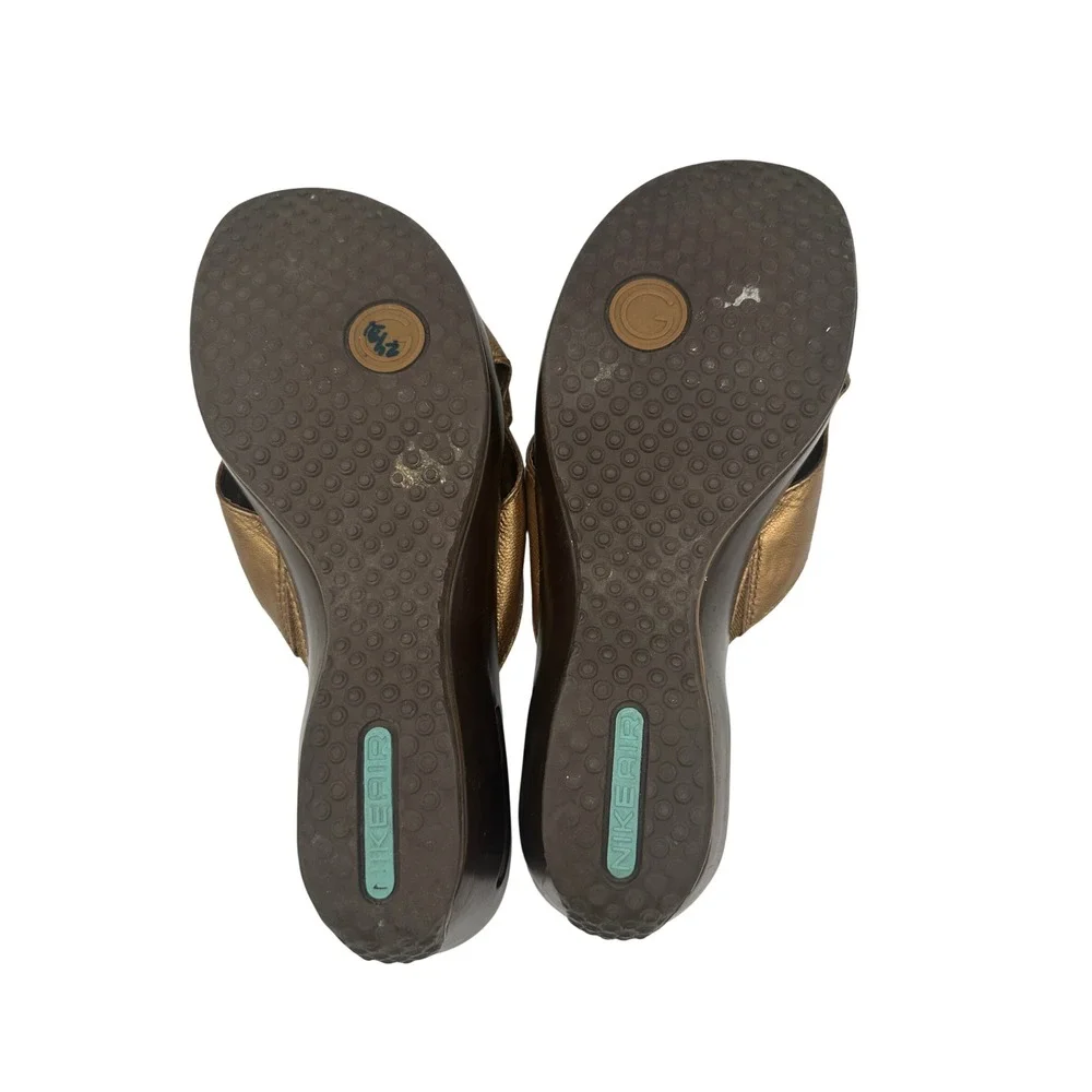 Cole Haan Slide Sandals‎ Women 10B Bronze Good G Series Metallic Wedge Buckle